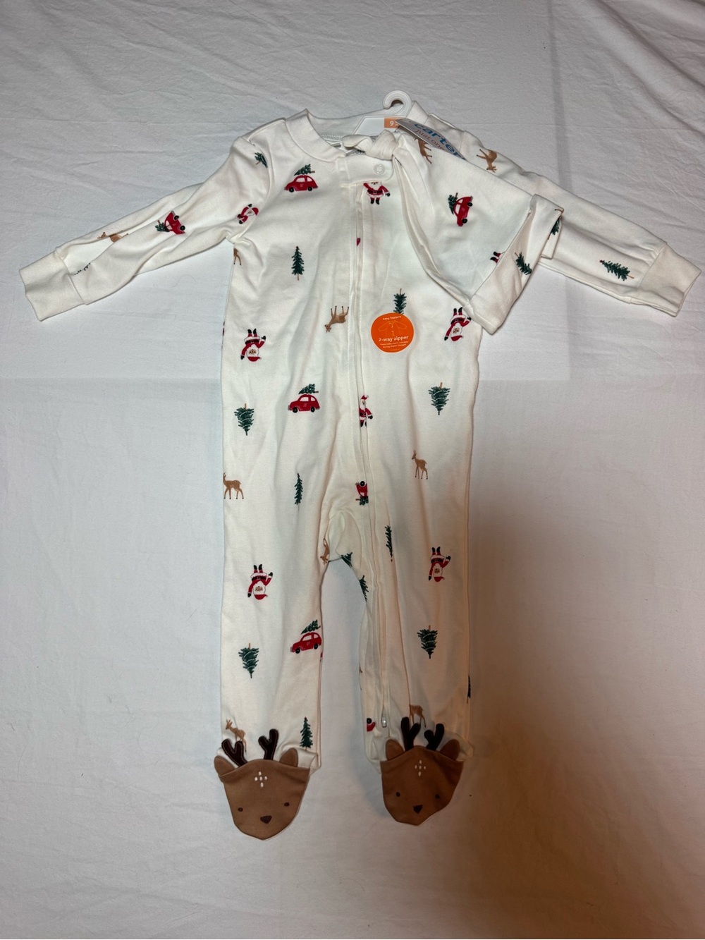 Toddler Holiday Reindeer One-Piece Pajamas - White